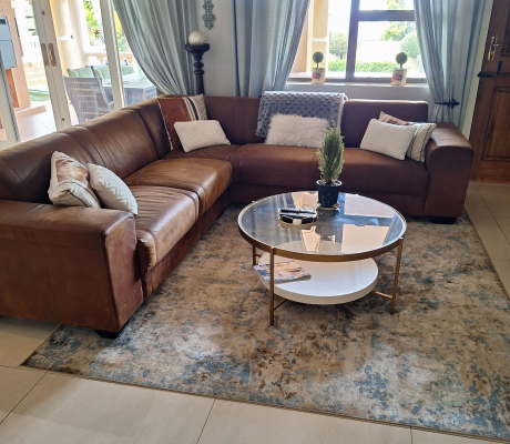 Terry Upholstered Corner Couch in Columbian Spice Leather