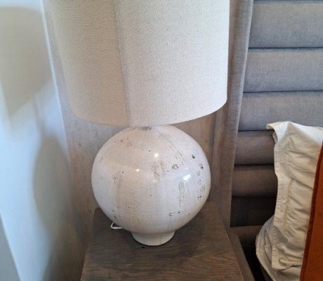 SET OF LARGE BEDSIDE LAMPS (WHITE) - R1000 (S SANDTON)