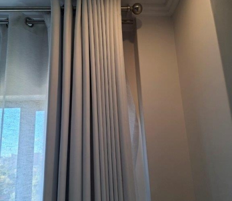 SET OF LONG LINED EYE HOLE CURTAINS - R600 (S SANDTON)