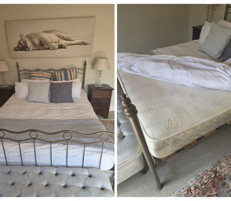 (LF46) Wrought iron hand made frame with queen size mattress