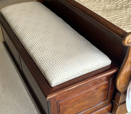(LF51) Silk covered wooden ottoman