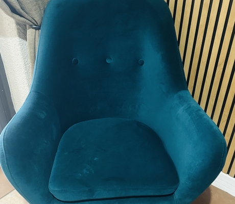 (ALB 25/4 - No:25) - Teal Velvet Accent Chairs X 2 - Was R2200 now R1500