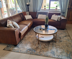 Terry Upholstered Corner Couch in Columbian Spice Leather