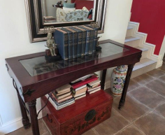 (LF5) Solid wood Glass top Table
