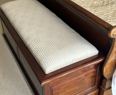 (LF51) Silk covered wooden ottoman