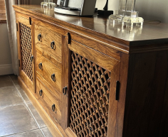 (LF48) Wooden slatted sideboard