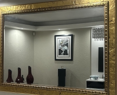 (ALB 25/4 - No:20) - Large ornate antique gold framed mirror (160cm W x 110cm H)