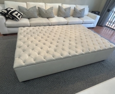 (ALB 25/4 - No:24) - White leatherrette tufted Ottoman - Was R2000 now R1000
